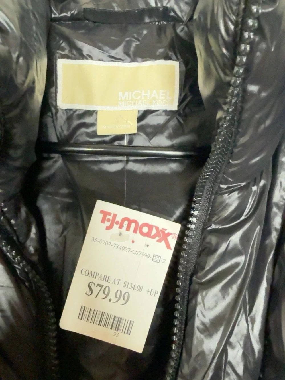 MICHAEL Michael Kors Glossy Black Hooded Puffer Jacket Women’s M NWT